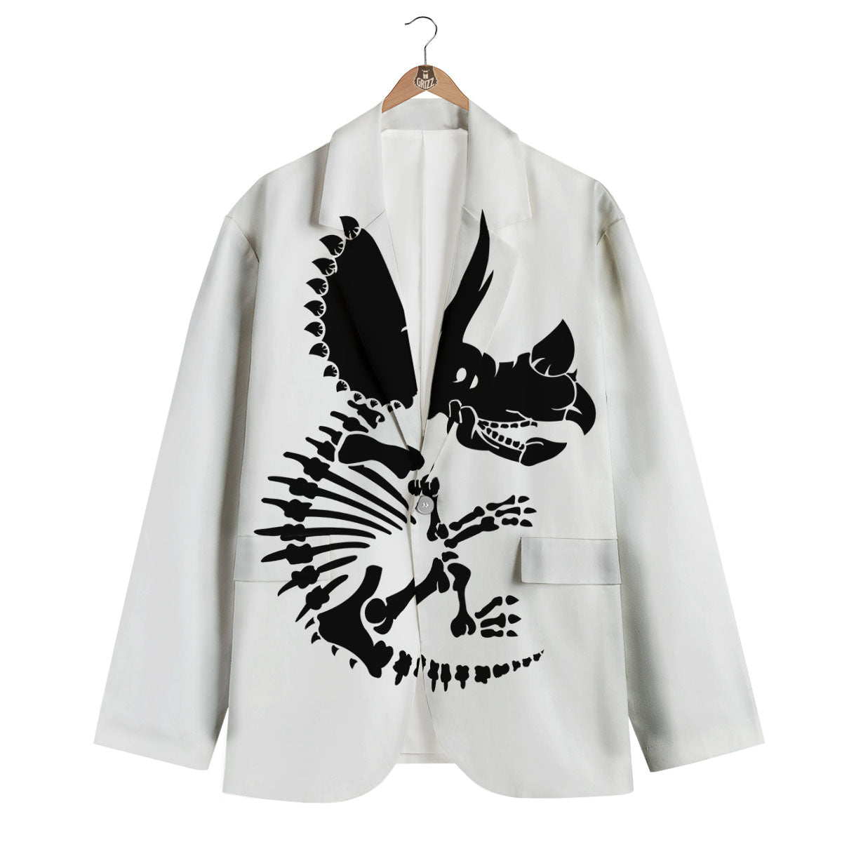 Fossil Dinosaur Monochrome Print Men's Blazer-grizzshop