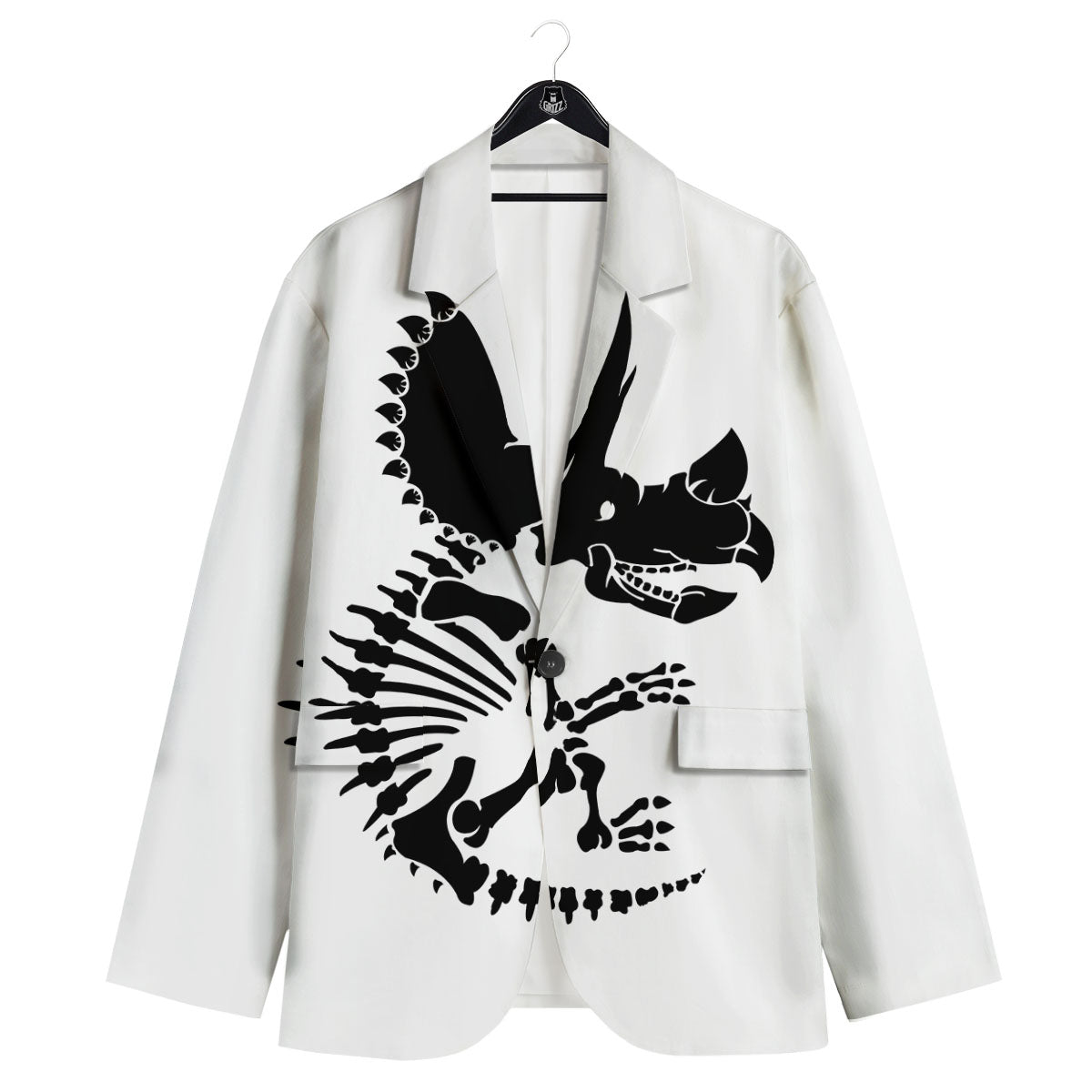 Fossil Dinosaur Monochrome Print Men's Sport Coat-grizzshop