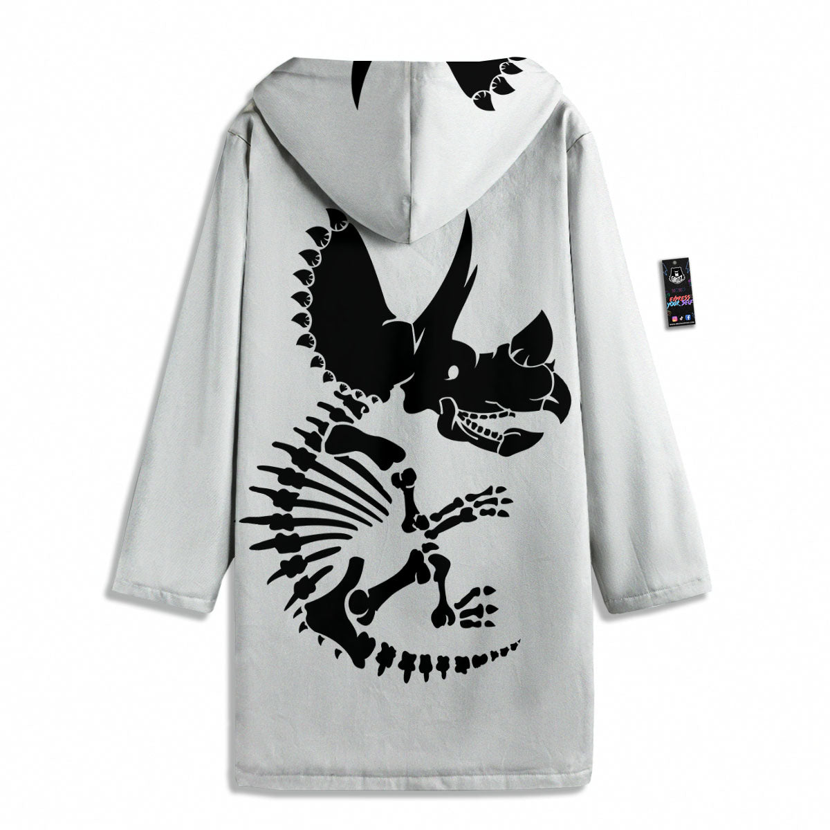 Fossil Dinosaur Monochrome Print Men's Windbreaker Jacket-grizzshop