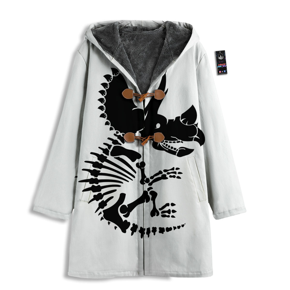 Fossil Dinosaur Monochrome Print Men's Windbreaker Jacket-grizzshop