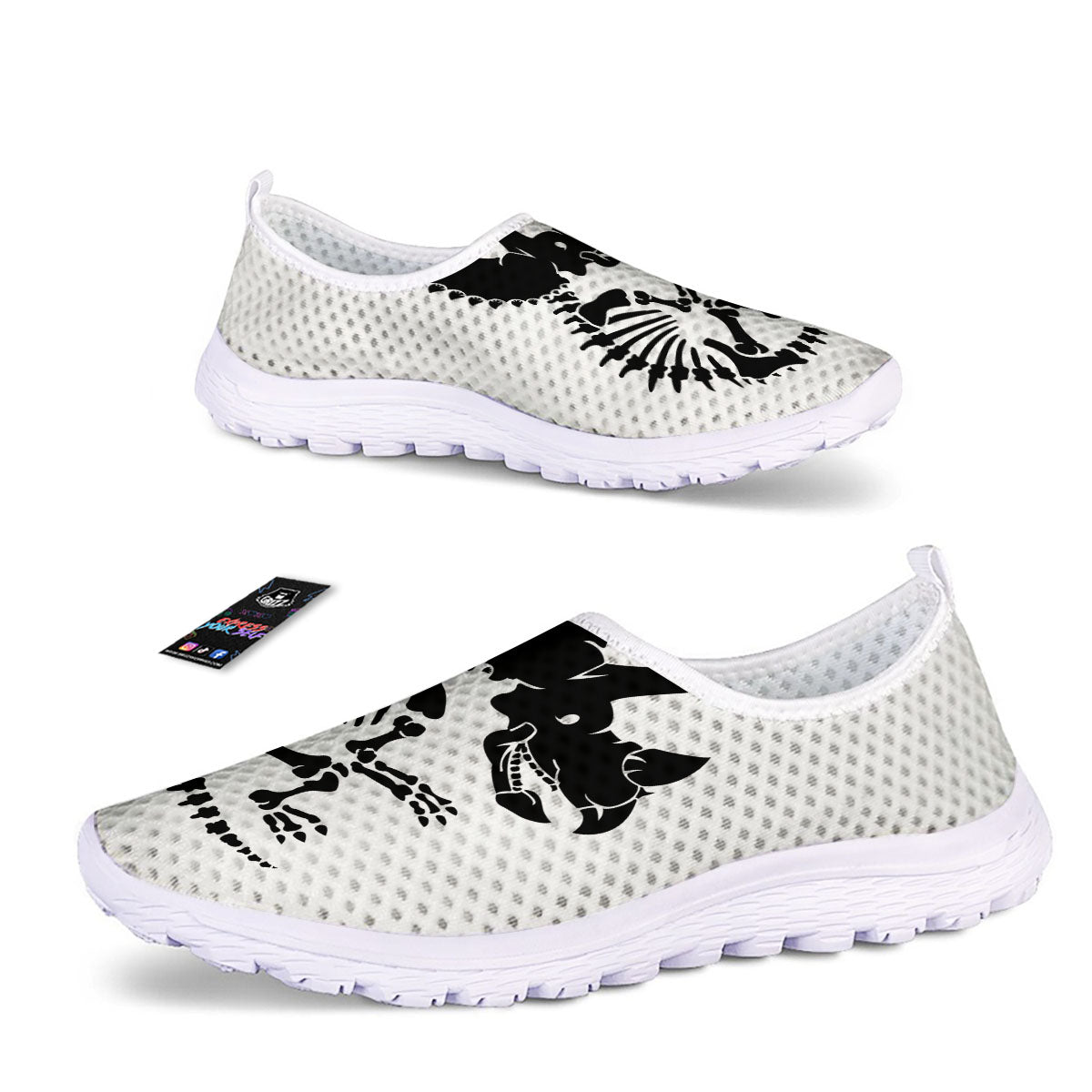 Fossil Dinosaur Monochrome Print Nurse Shoes-grizzshop