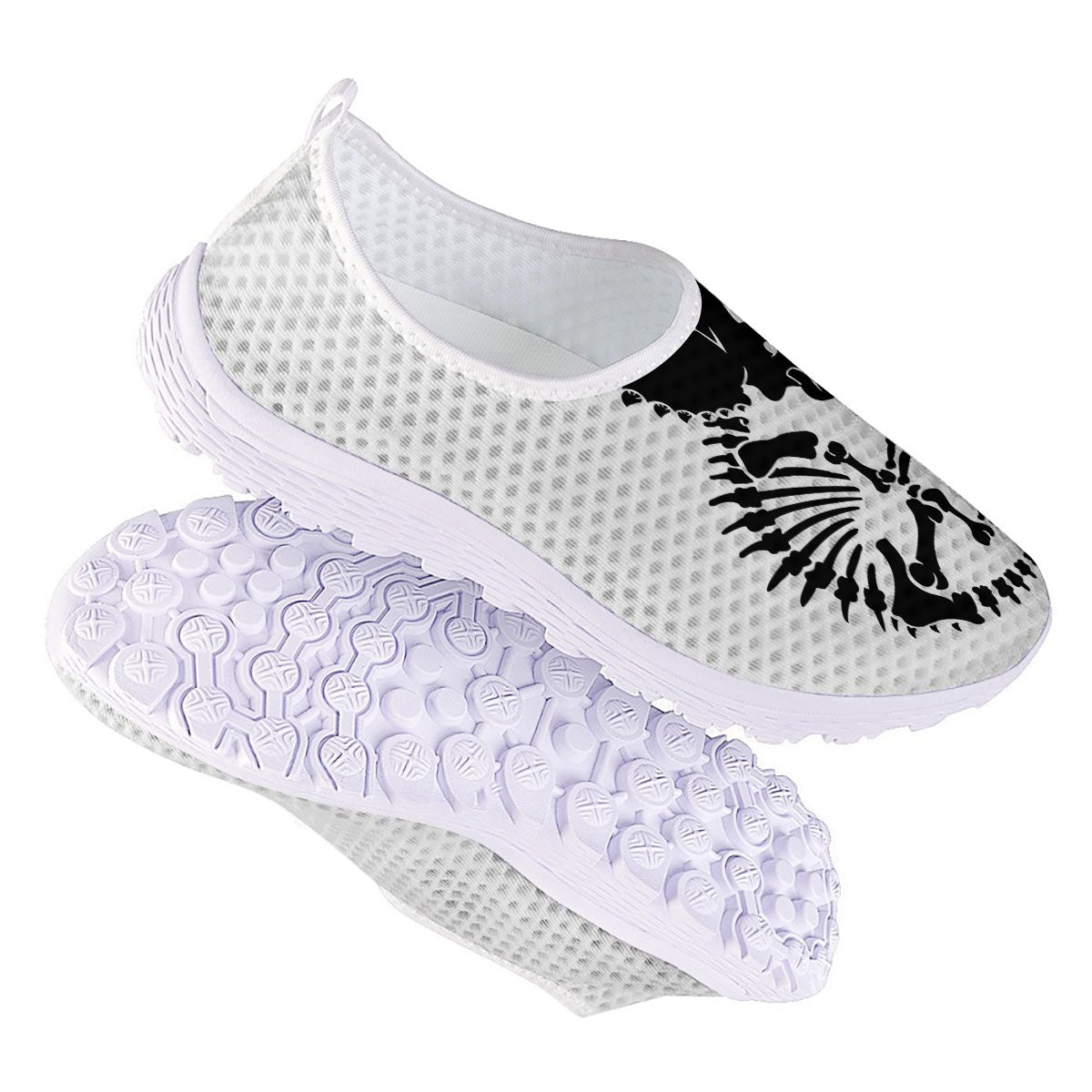 Fossil Dinosaur Monochrome Print Nurse Shoes-grizzshop