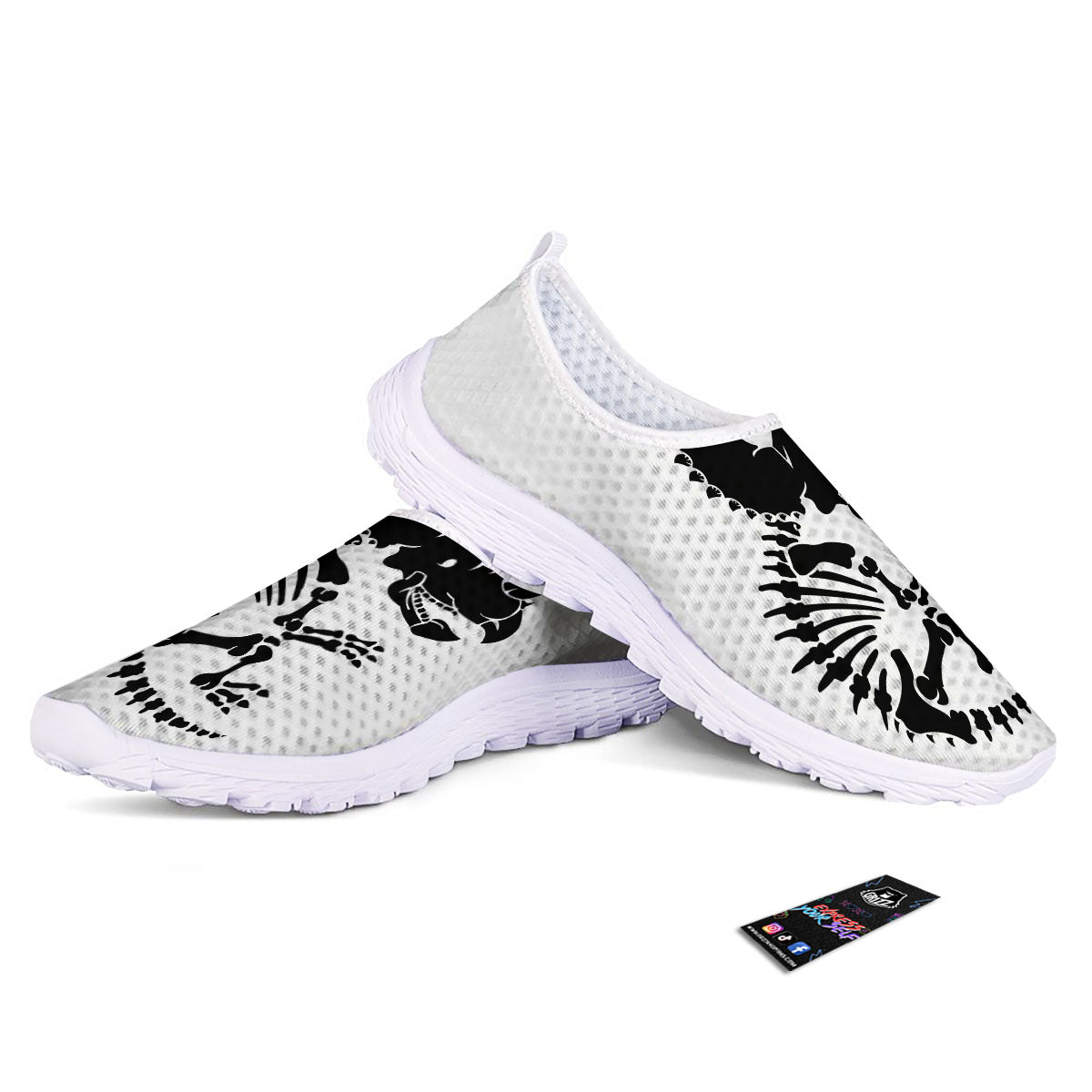 Fossil Dinosaur Monochrome Print Nurse Shoes-grizzshop