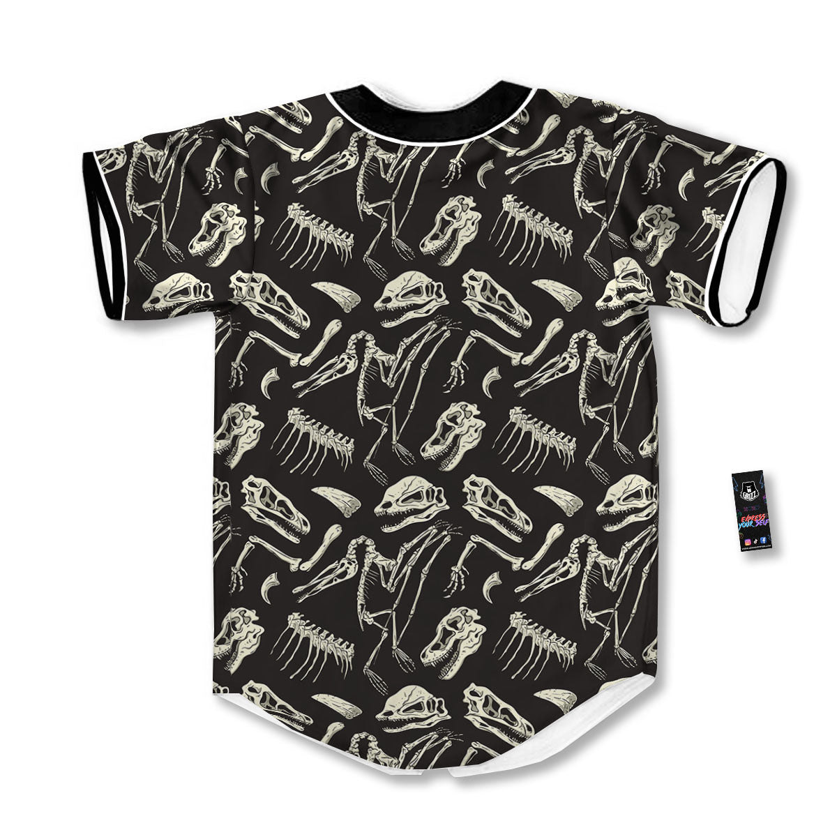 Fossil Dinosaur Monochrome Print Pattern Baseball Jersey-grizzshop