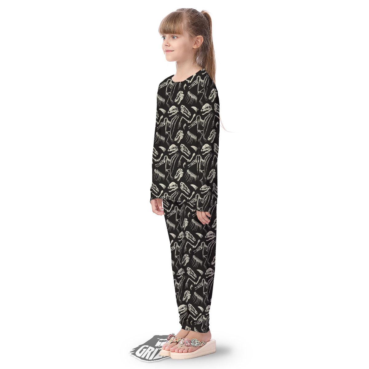 Fossil Dinosaur Monochrome Print Pattern Kid's Pajamas-grizzshop