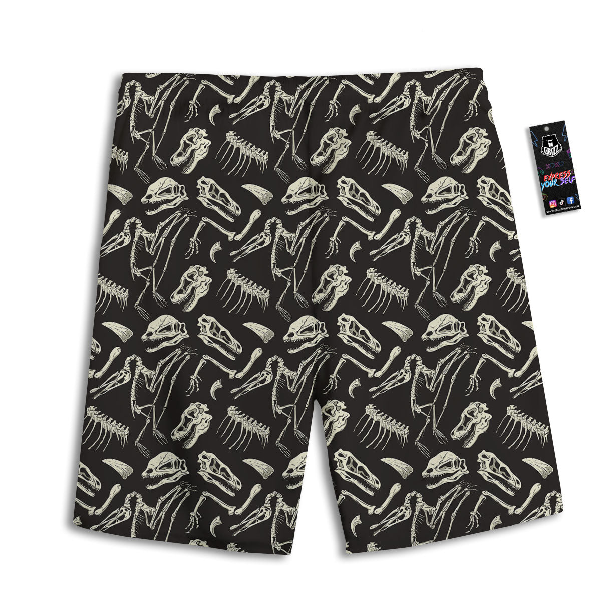 Fossil Dinosaur Monochrome Print Pattern Men's Athletic Shorts