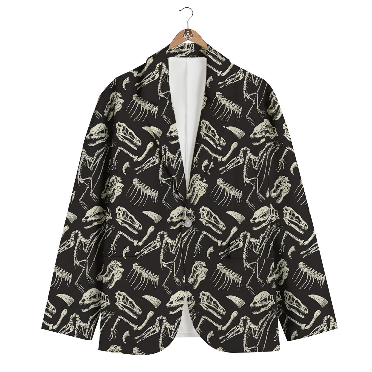 Fossil Dinosaur Monochrome Print Pattern Men's Blazer-grizzshop