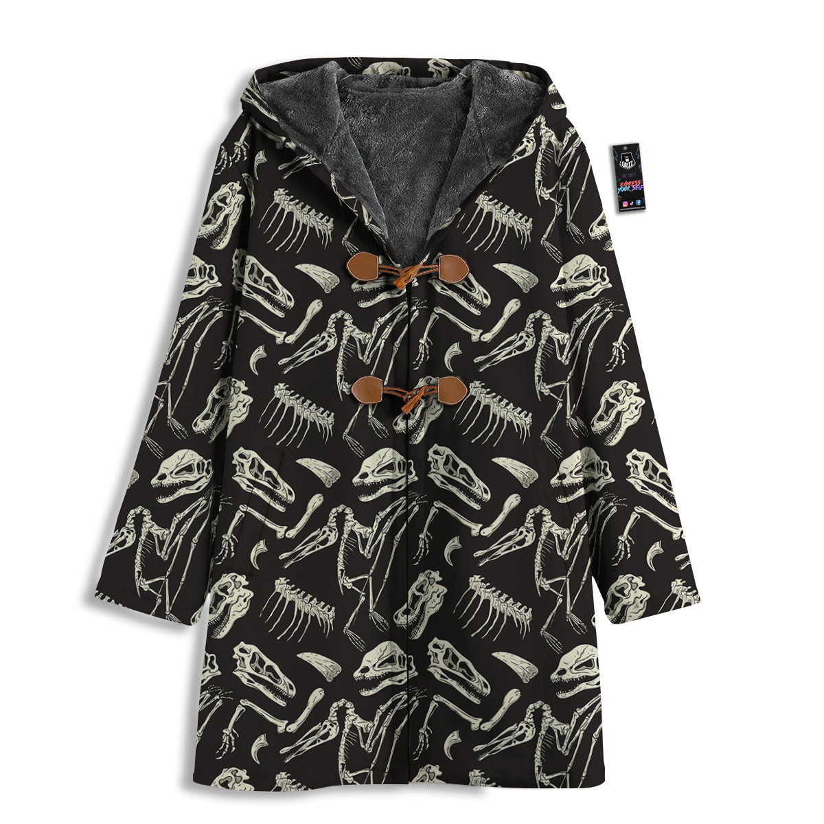 Fossil Dinosaur Monochrome Print Pattern Men's Windbreaker Jacket-grizzshop