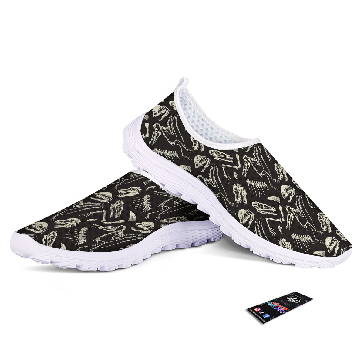Fossil Dinosaur Monochrome Print Pattern Nurse Shoes-grizzshop
