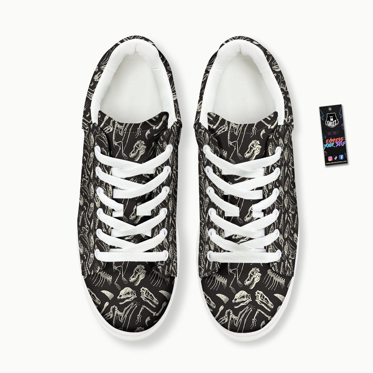 Fossil Dinosaur Monochrome Print Pattern Platform Shoes-grizzshop