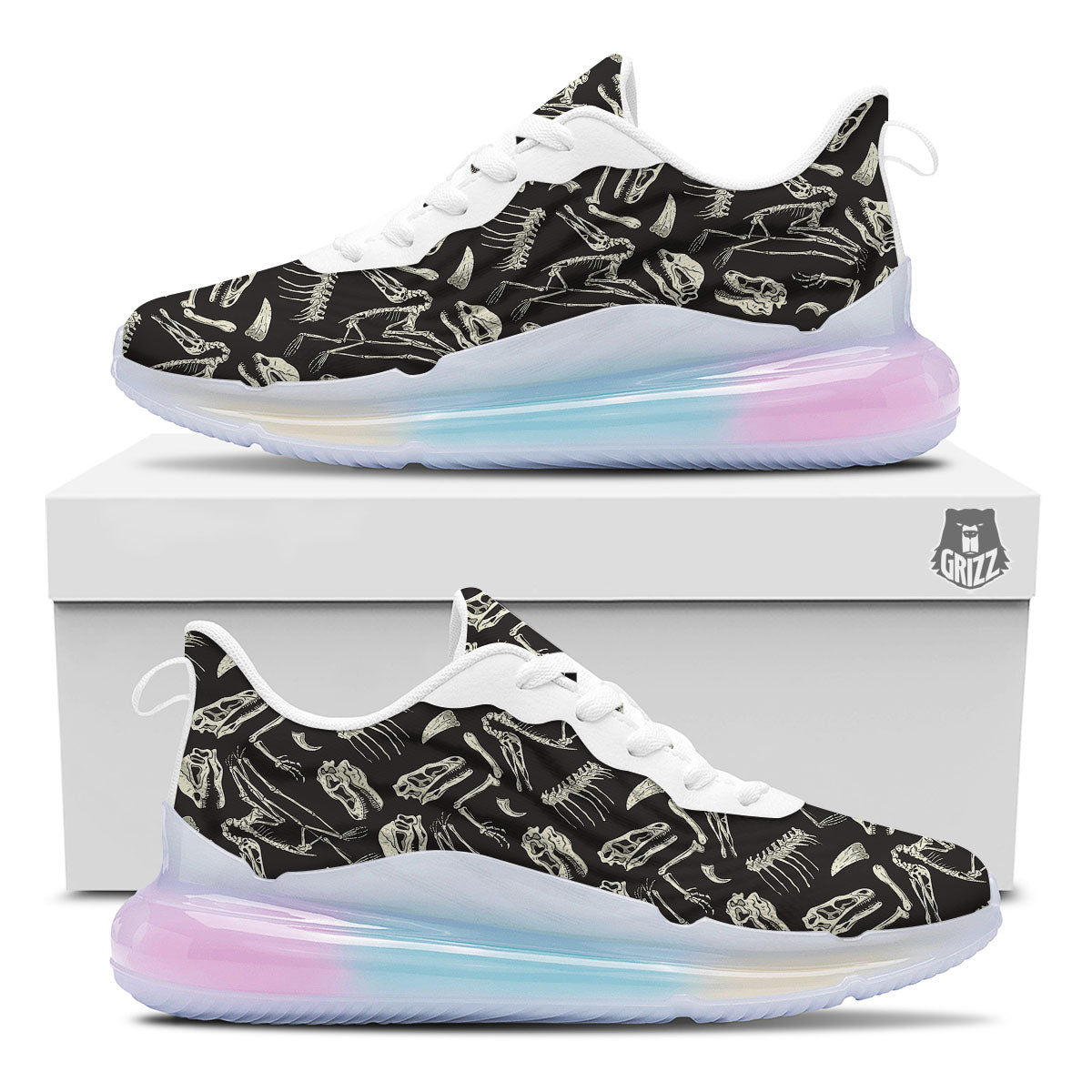 Fossil Dinosaur Monochrome Print Pattern Running Sneakers-grizzshop
