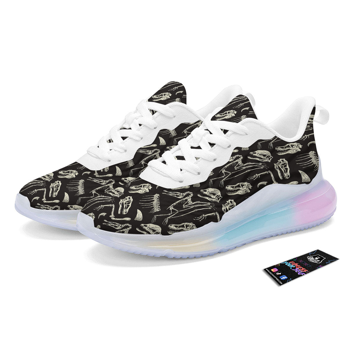 Fossil Dinosaur Monochrome Print Pattern Running Sneakers-grizzshop