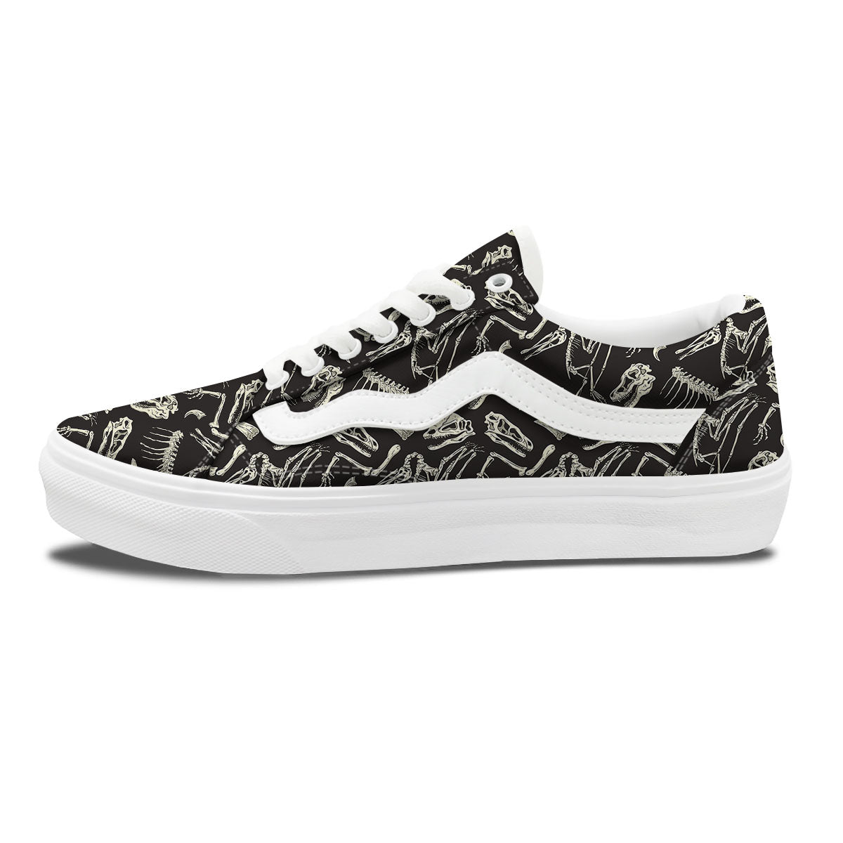 Fossil Dinosaur Monochrome Print Pattern Skate Shoes-grizzshop