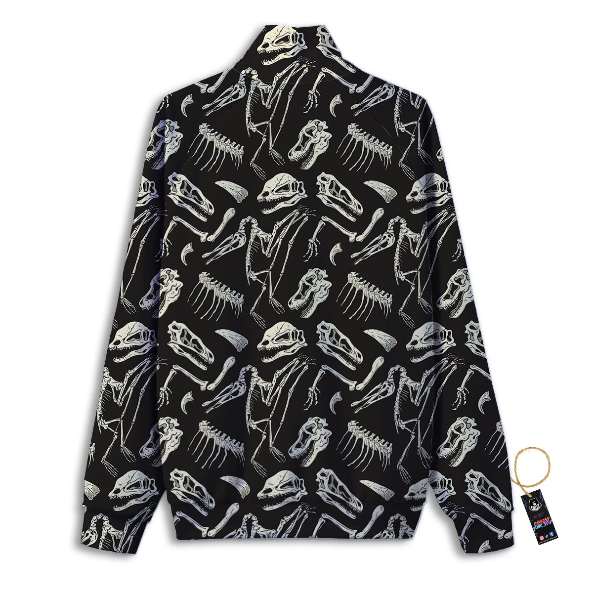 Fossil Dinosaur Monochrome Print Pattern Track Jacket-grizzshop