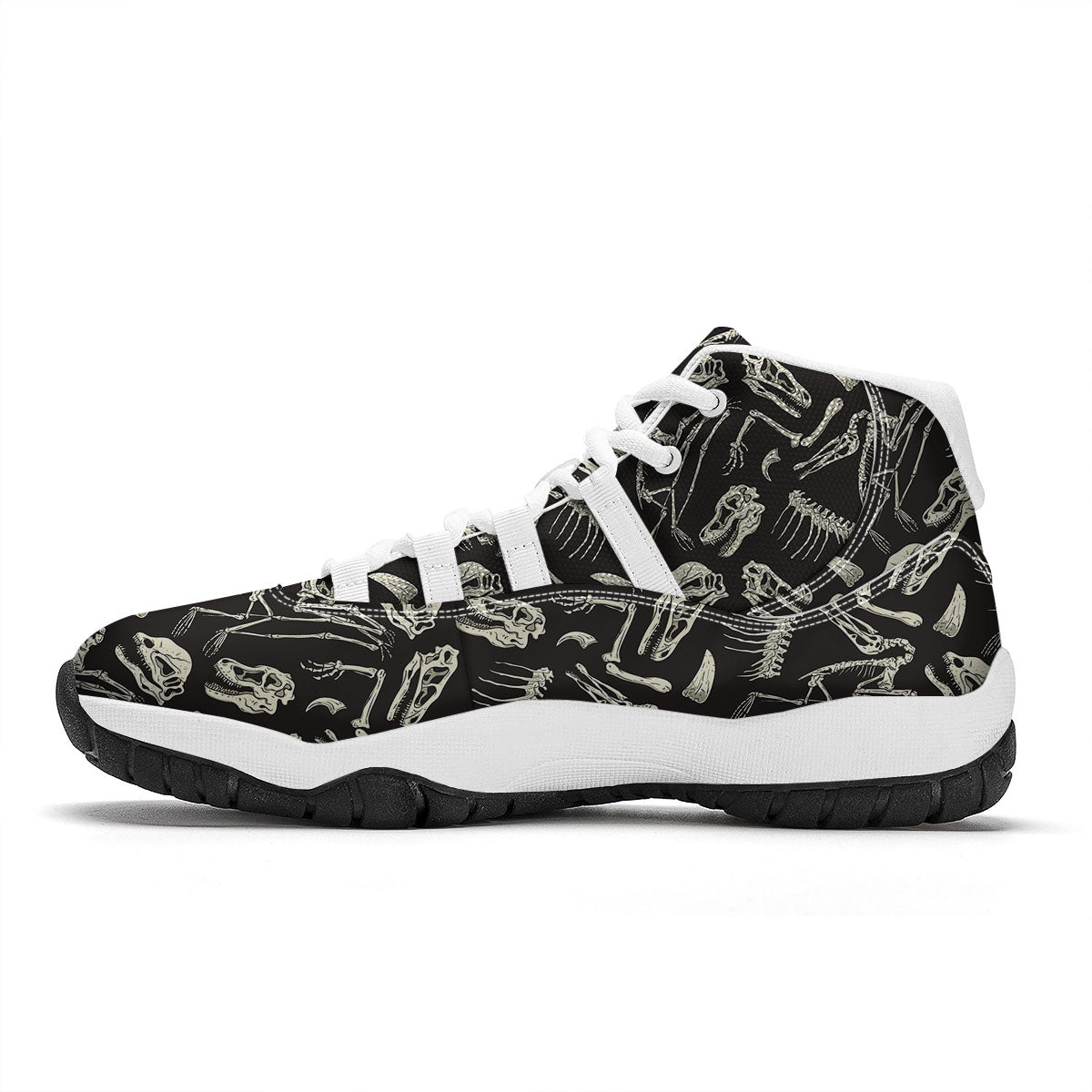 Fossil Dinosaur Monochrome Print Pattern White Bball Shoes-grizzshop