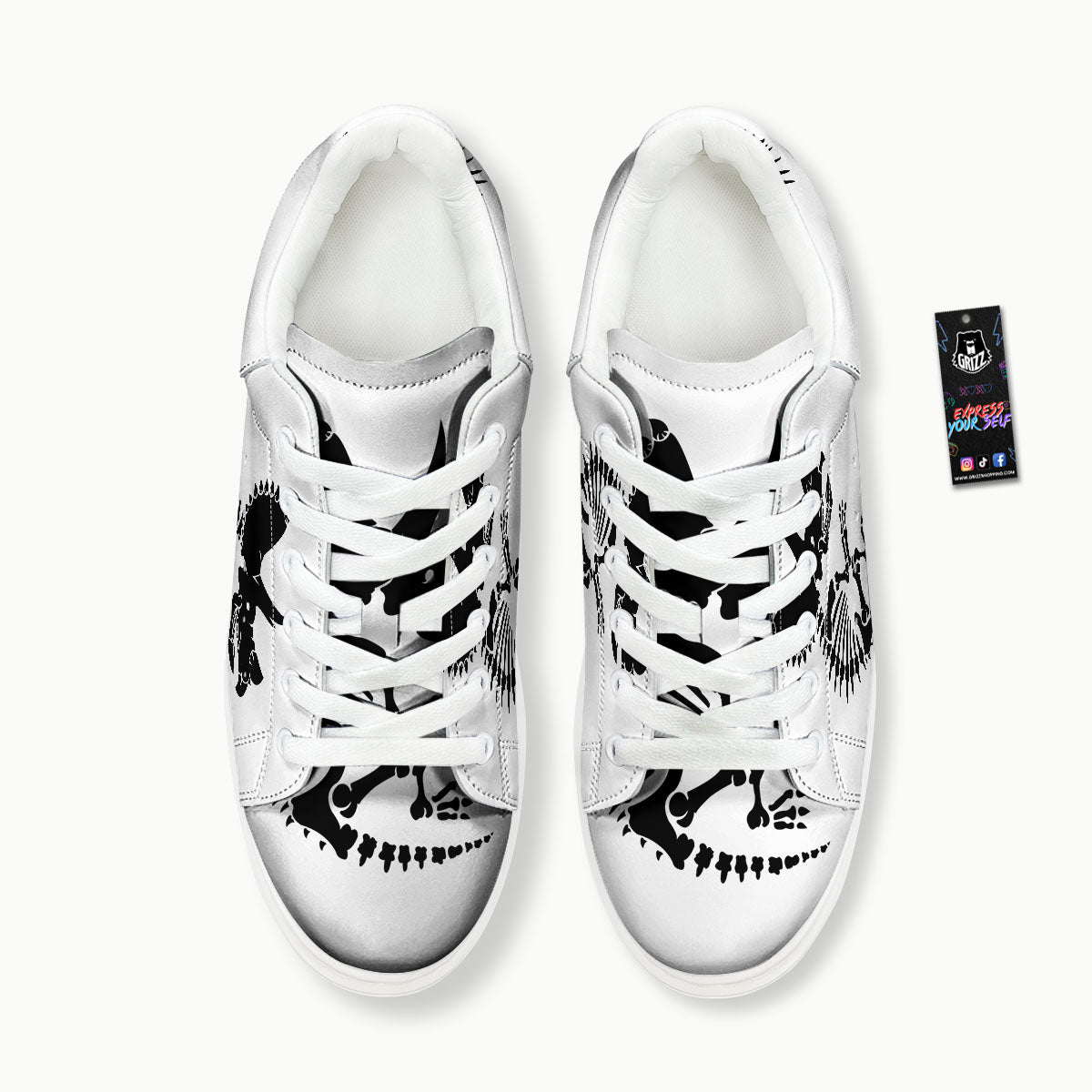 Fossil Dinosaur Monochrome Print Platform Shoes-grizzshop