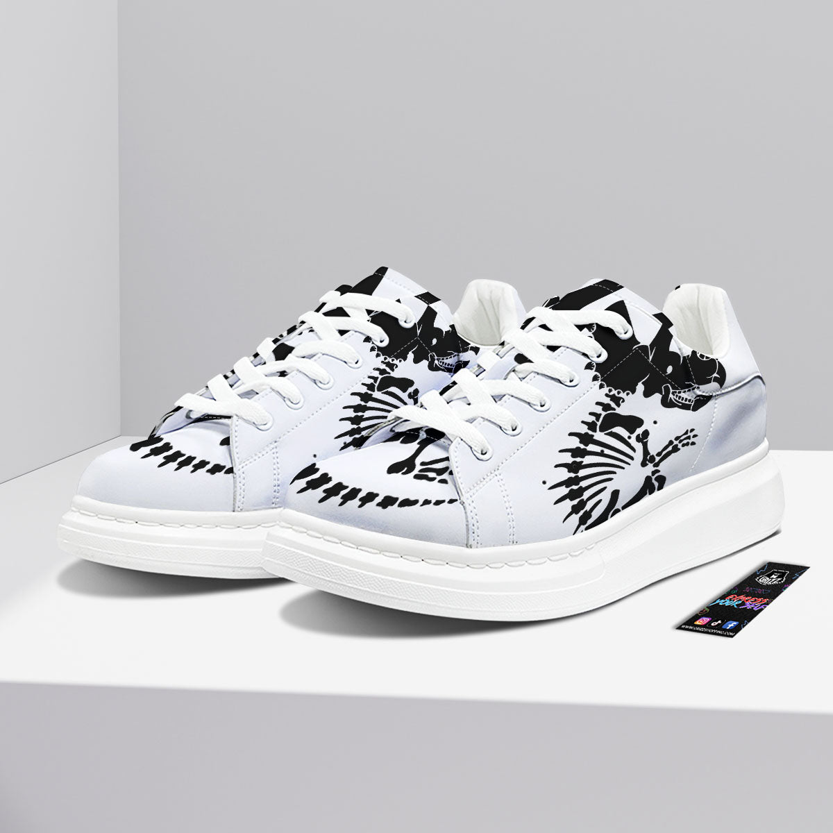 Fossil Dinosaur Monochrome Print Platform Shoes-grizzshop