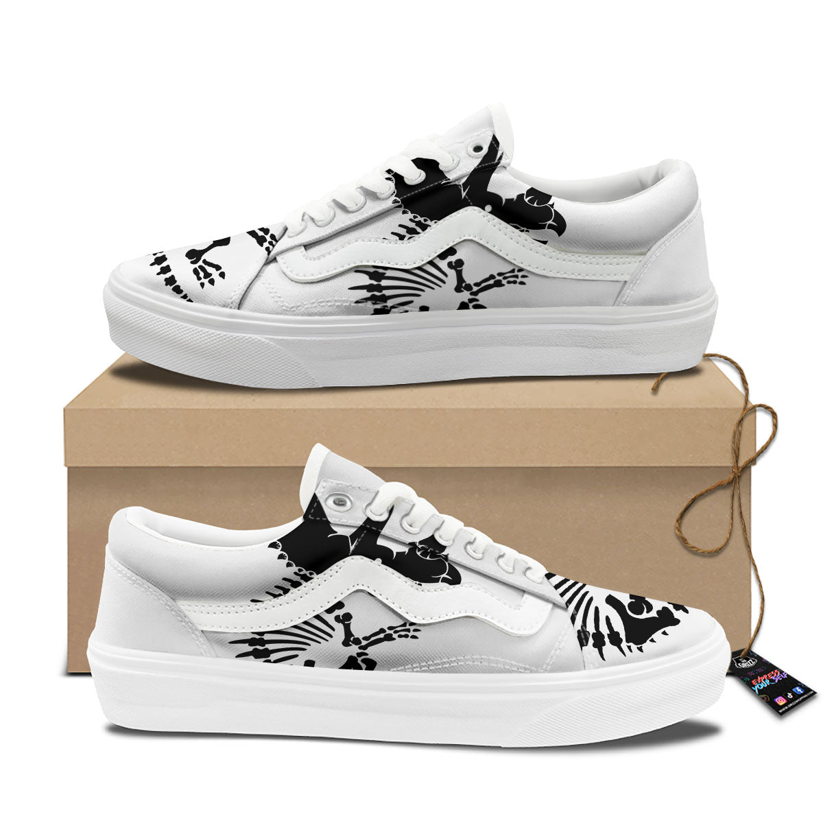 Fossil Dinosaur Monochrome Print Skate Shoes-grizzshop