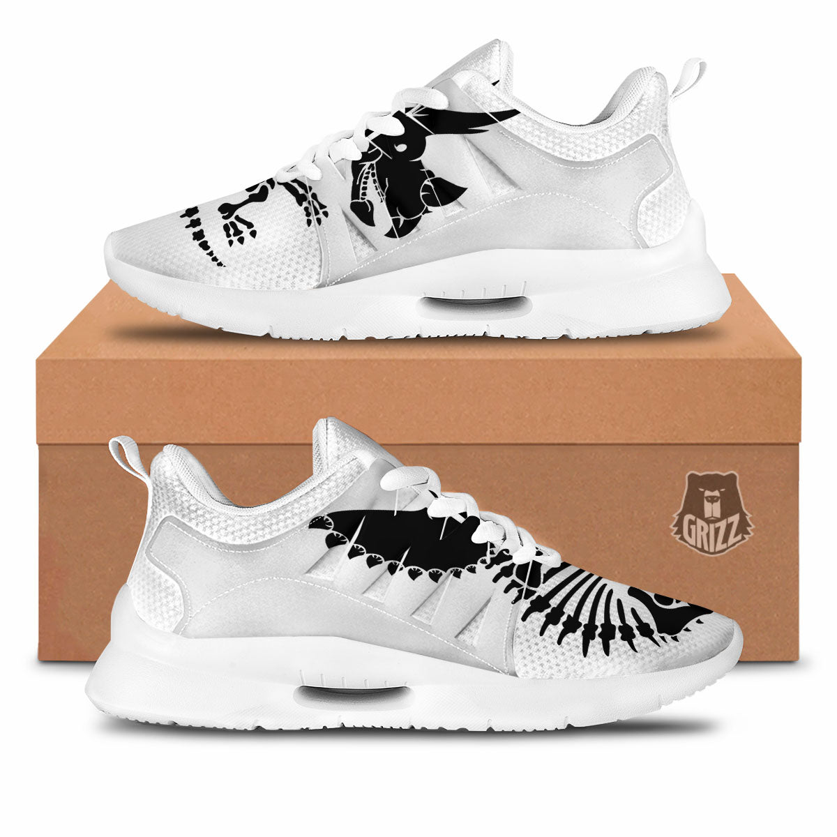 Fossil Dinosaur Monochrome Print Tennis Shoes-grizzshop