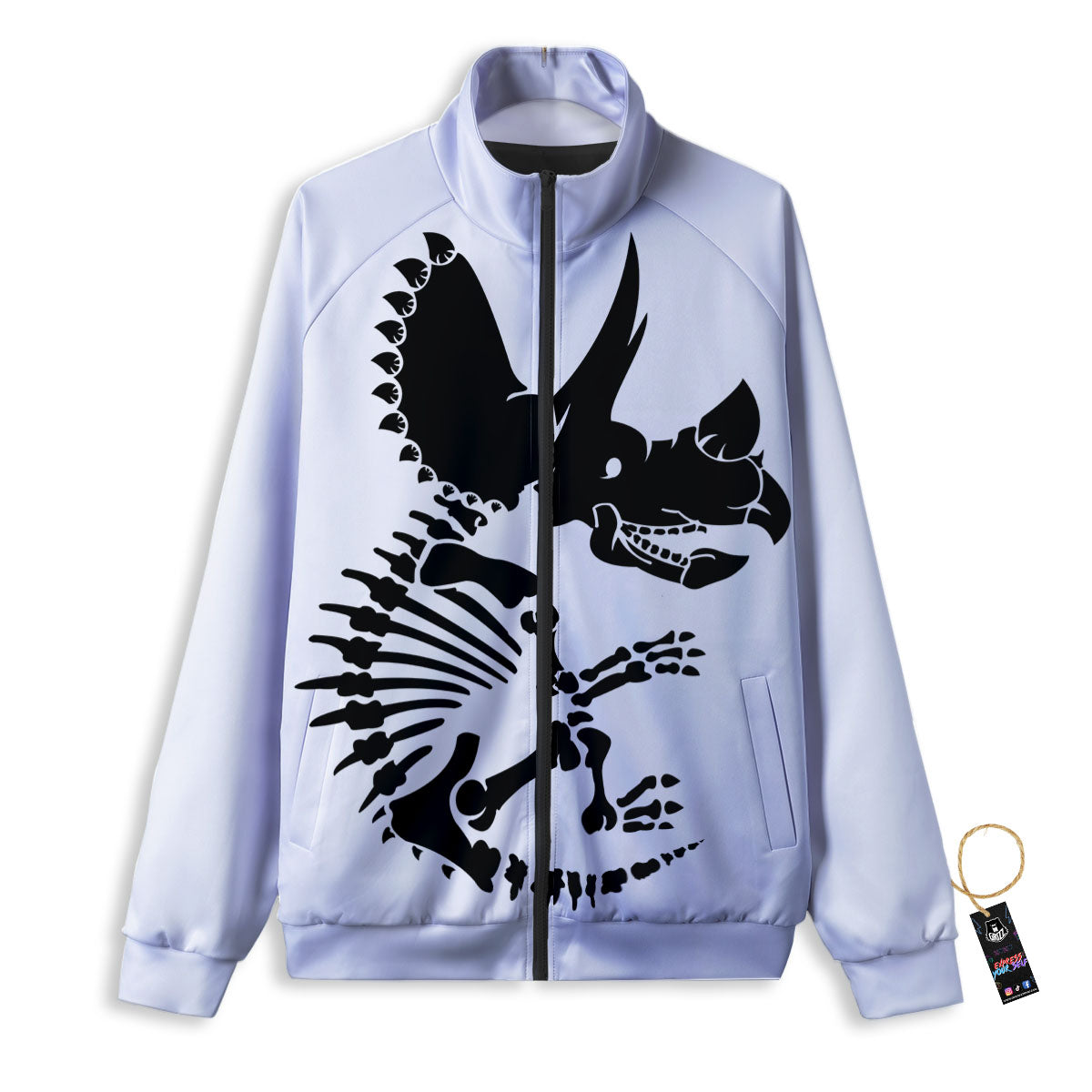 Fossil Dinosaur Monochrome Print Track Jacket-grizzshop