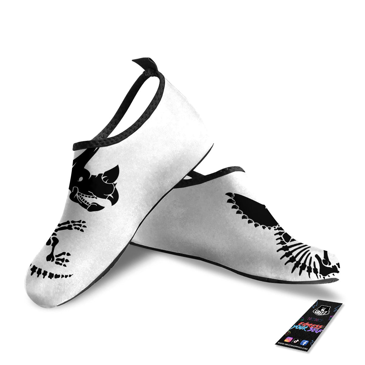 Fossil Dinosaur Monochrome Print Water Shoes-grizzshop