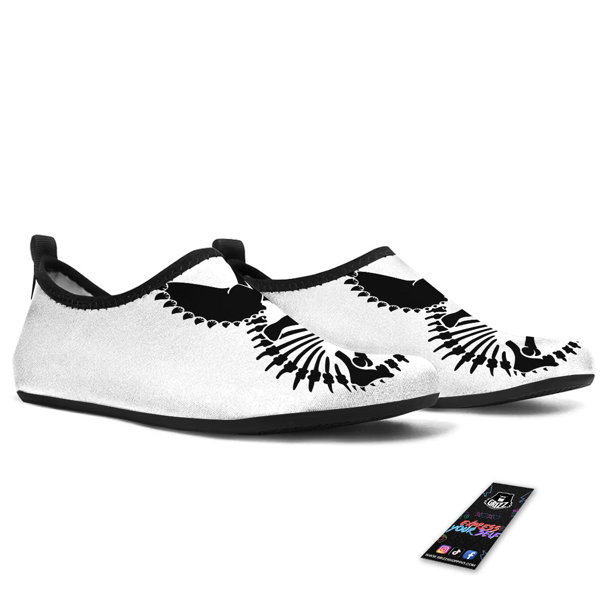 Fossil Dinosaur Monochrome Print Water Shoes-grizzshop