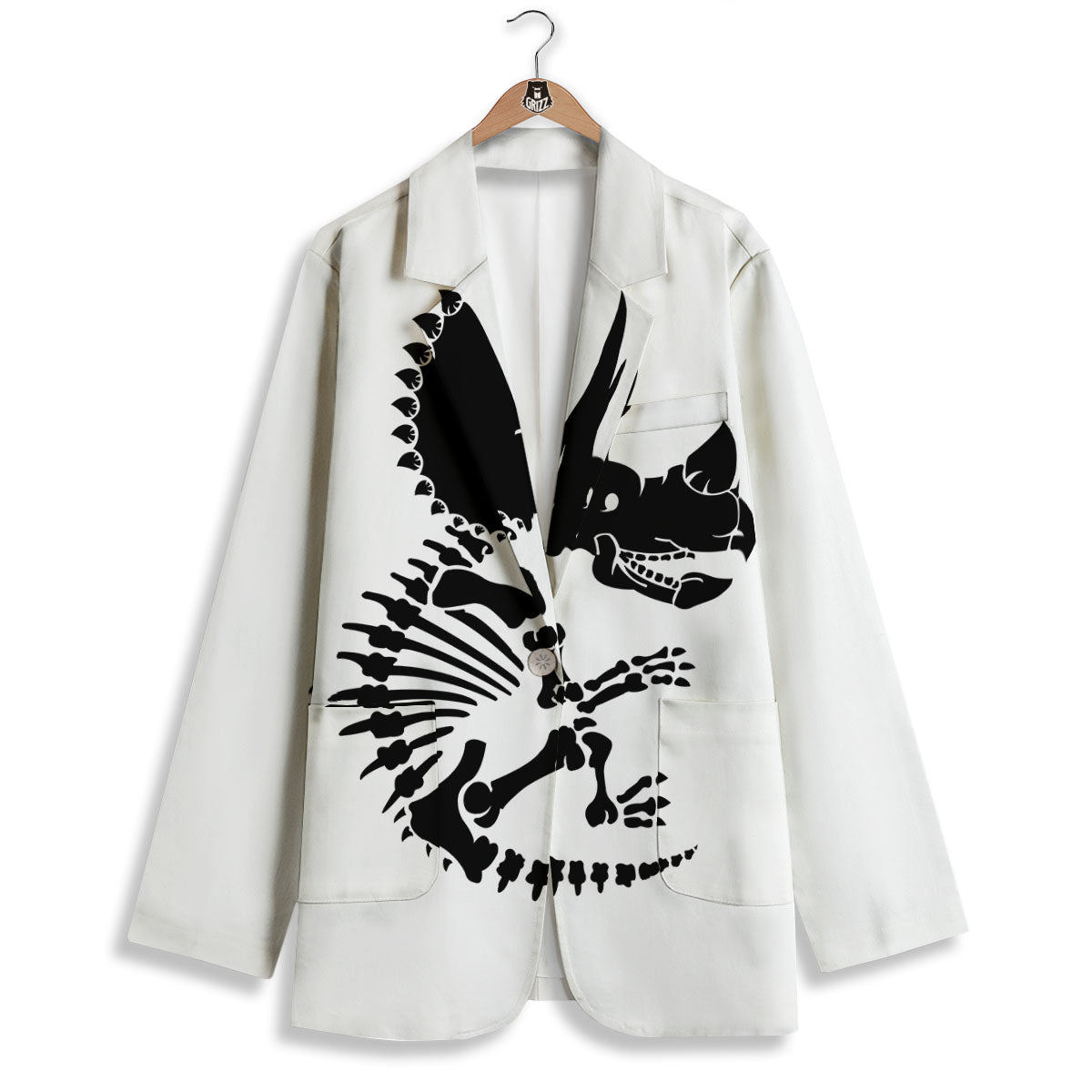 Fossil Dinosaur Monochrome Print Women's Blazer-grizzshop