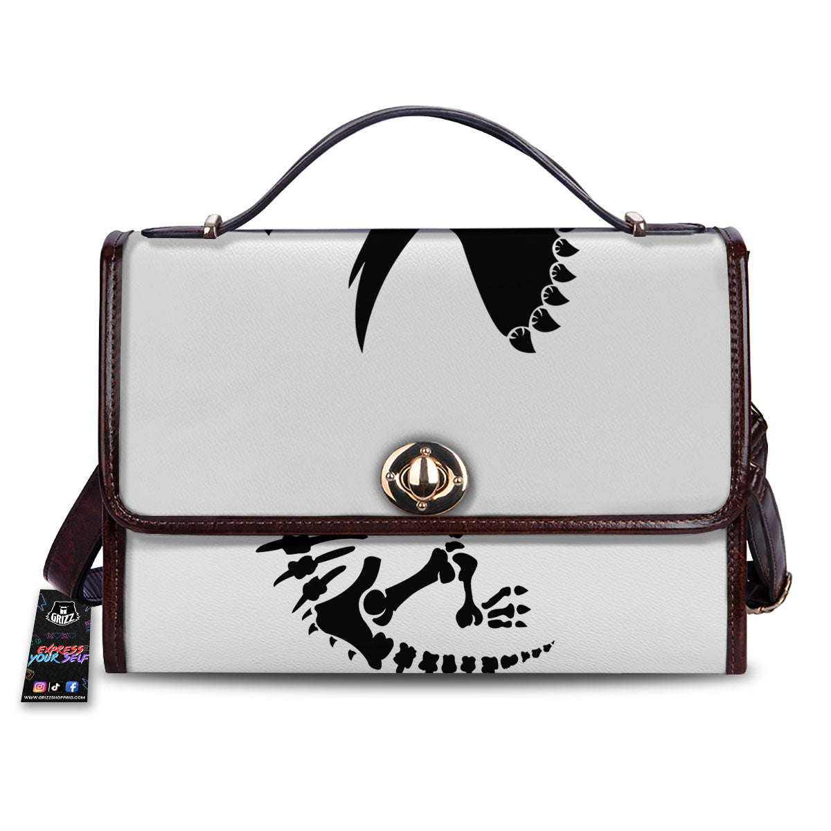 Fossil Dinosaur Monochrome Print Women's Satchel Bag-grizzshop
