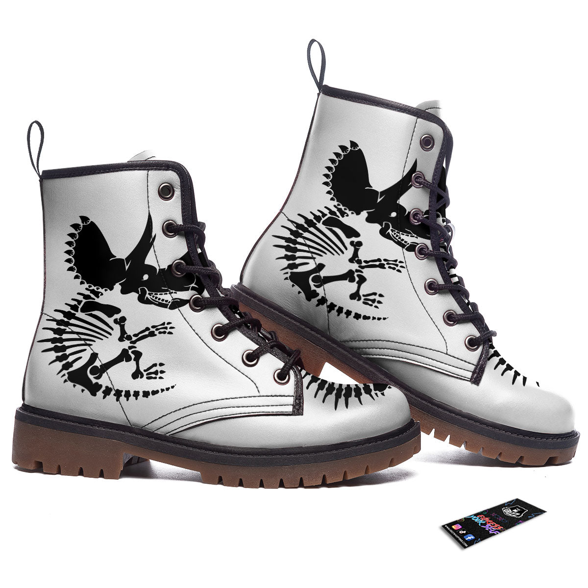 Fossil Dinosaur Monochrome Print Work Boots-grizzshop
