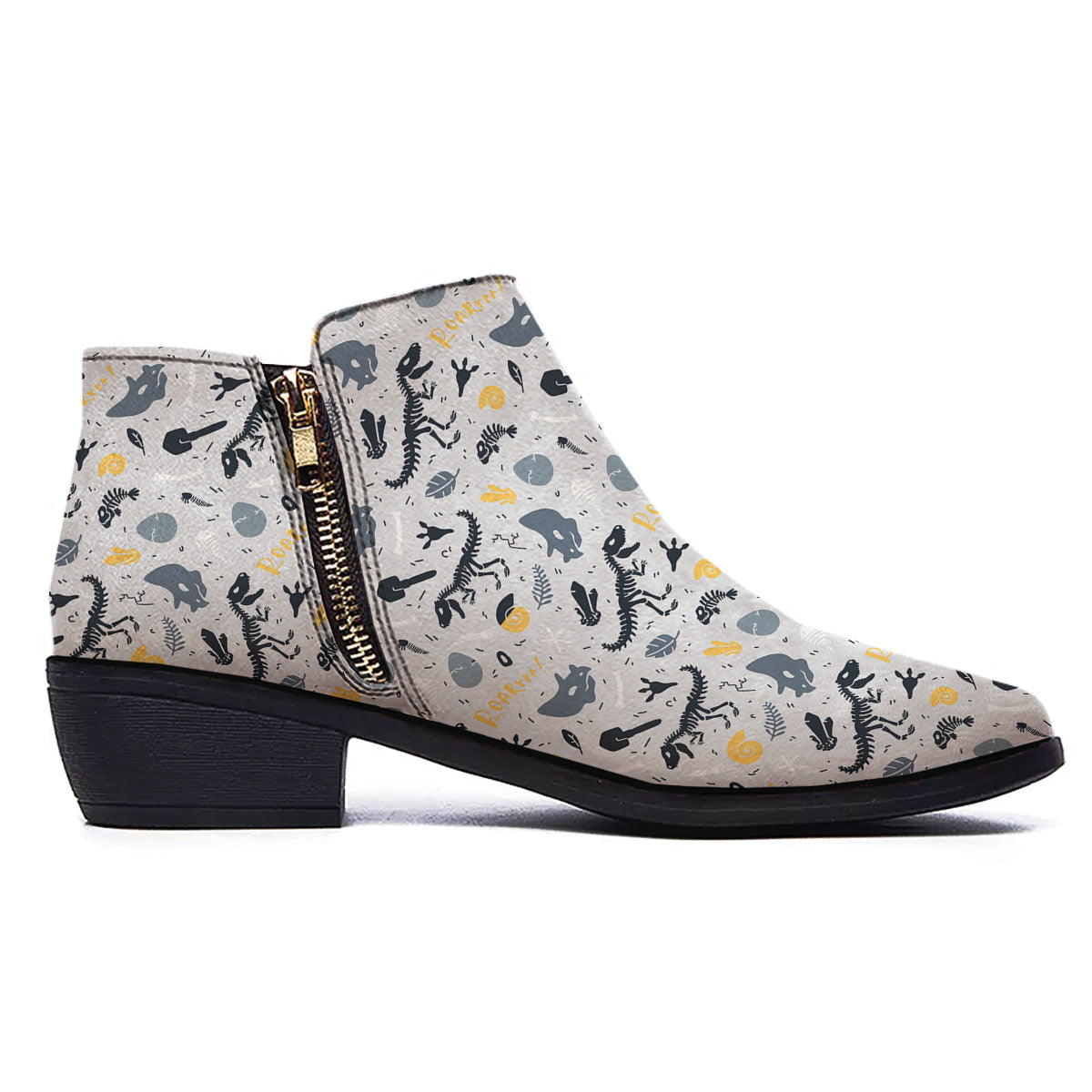 Fossil Dinosaur Print Pattern Ankle Boots-grizzshop