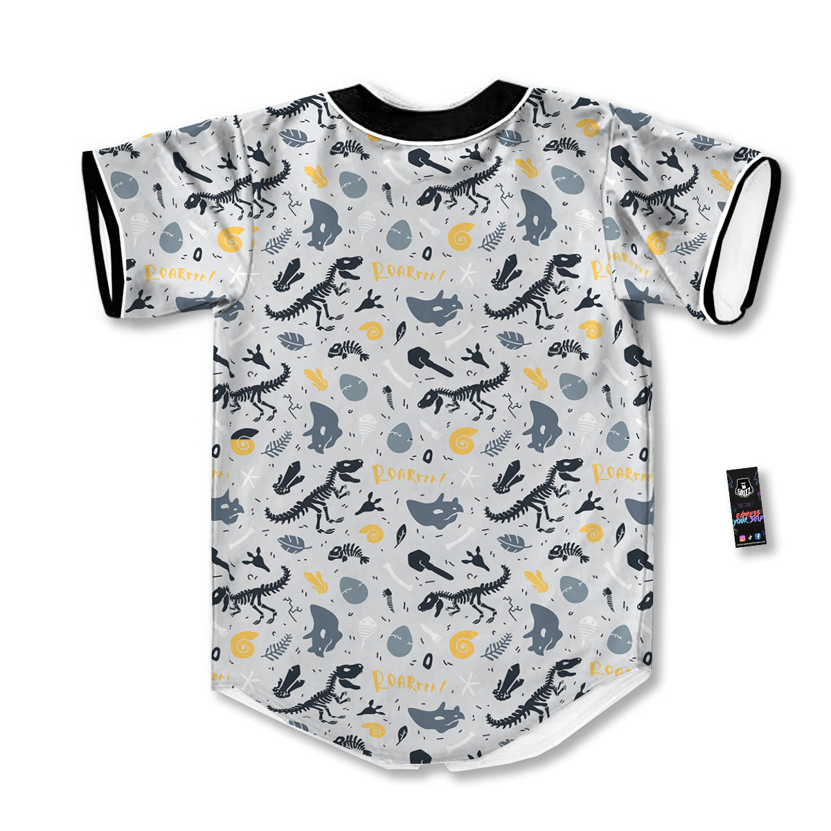 Fossil Dinosaur Print Pattern Baseball Jersey-grizzshop