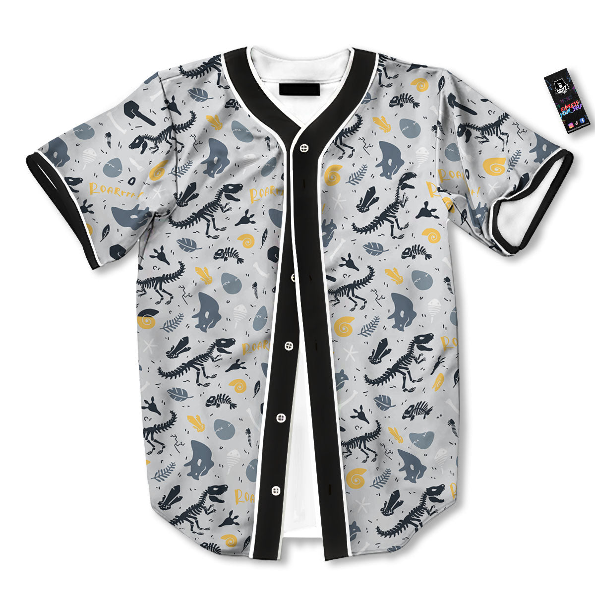 Fossil Dinosaur Print Pattern Baseball Jersey-grizzshop