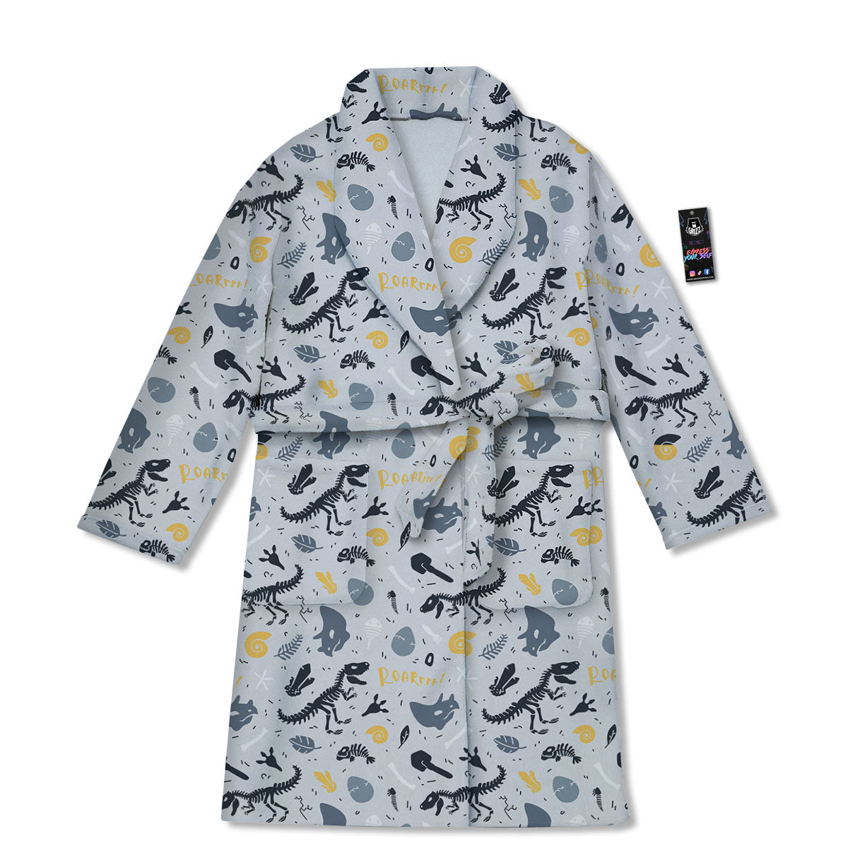 Fossil Dinosaur Print Pattern Bathrobe-grizzshop
