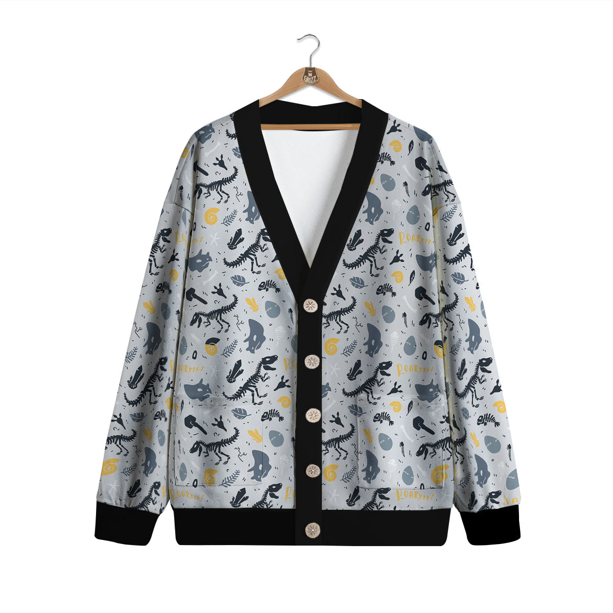 Fossil Dinosaur Print Pattern Cardigan-grizzshop