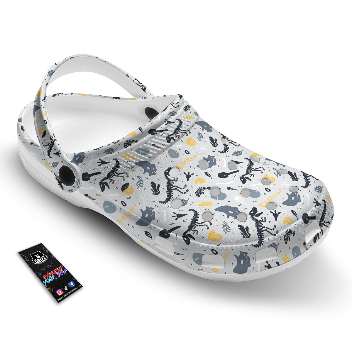 Fossil Dinosaur Print Pattern Clog-grizzshop