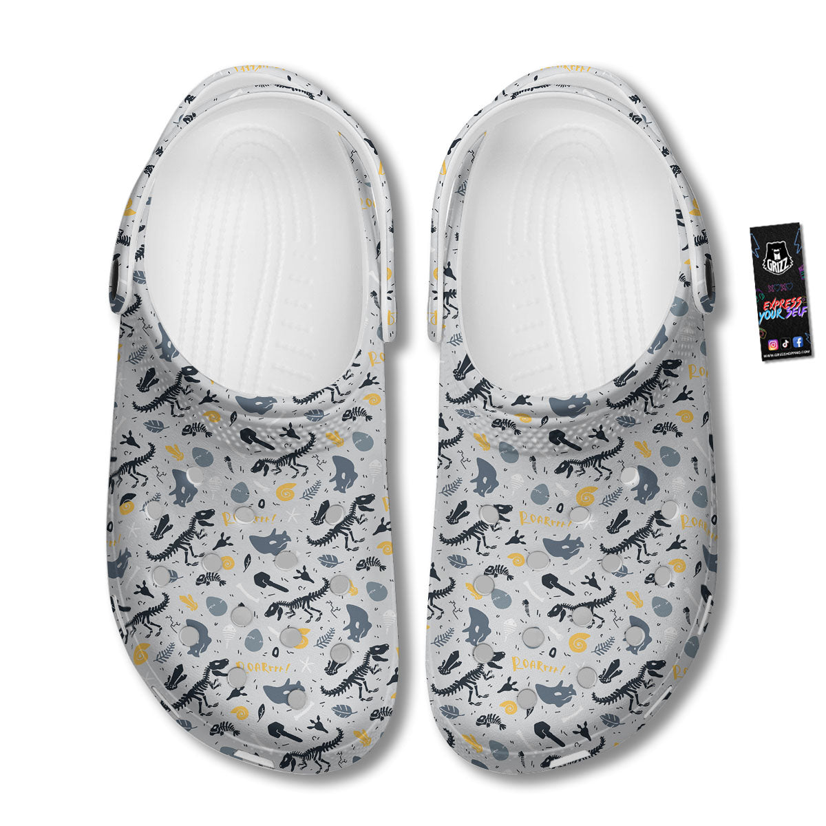 Fossil Dinosaur Print Pattern Clog-grizzshop