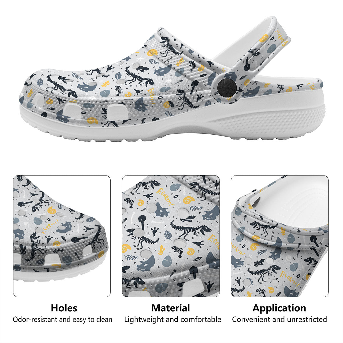 Fossil Dinosaur Print Pattern Clog-grizzshop