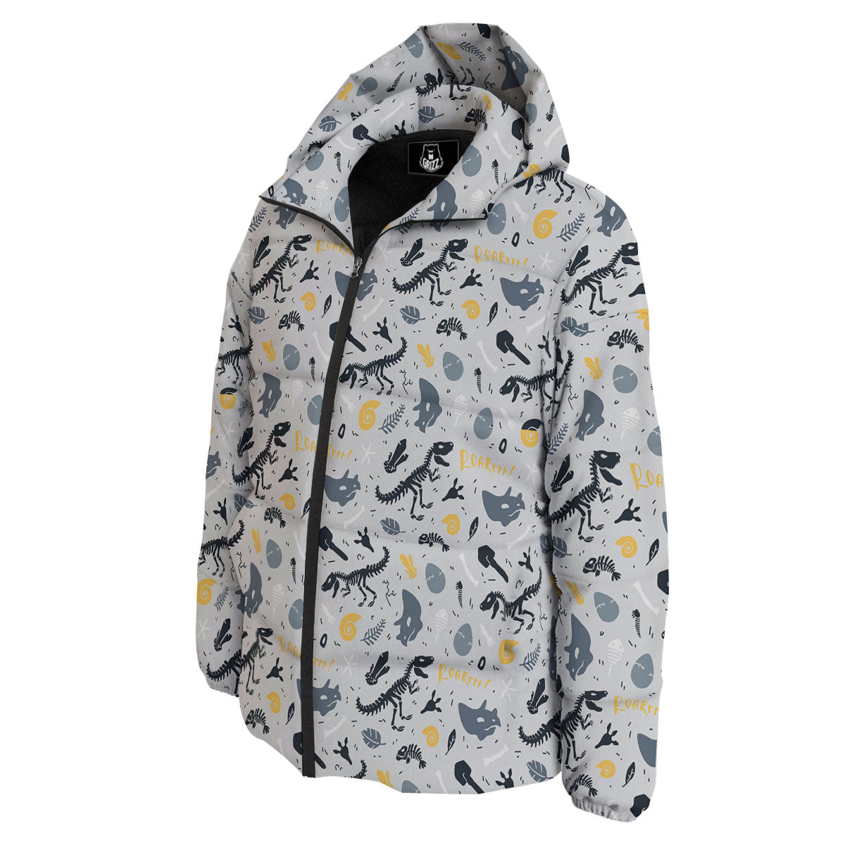 Fossil Dinosaur Print Pattern Down Jacket-grizzshop