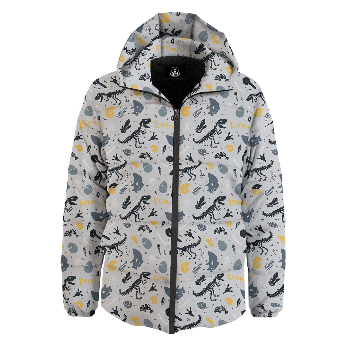 Fossil Dinosaur Print Pattern Down Jacket-grizzshop