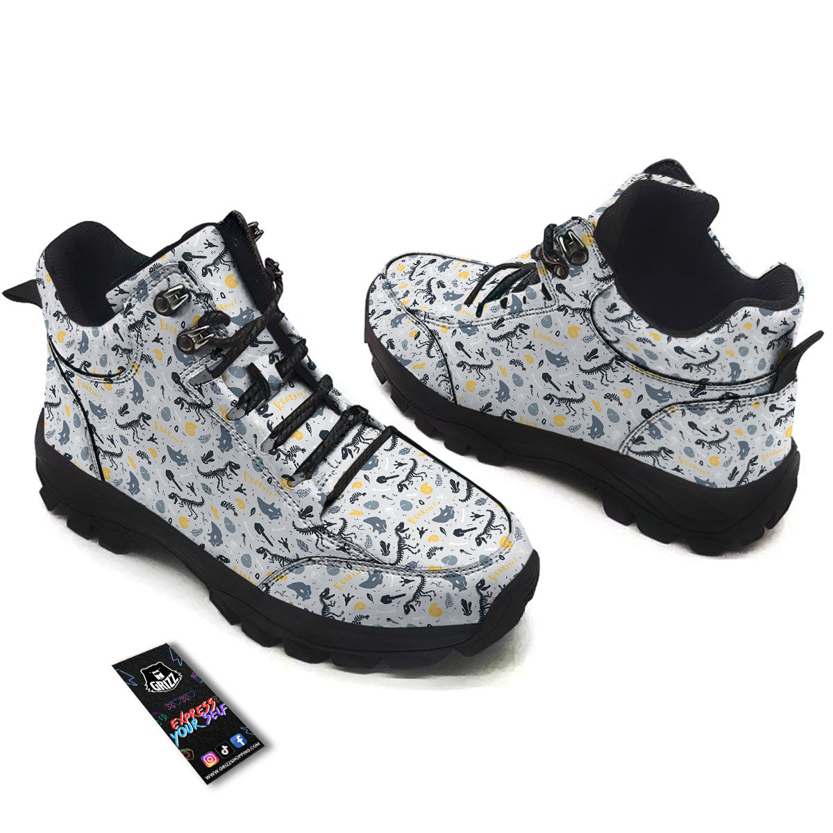 Fossil Dinosaur Print Pattern Hiking Shoes-grizzshop