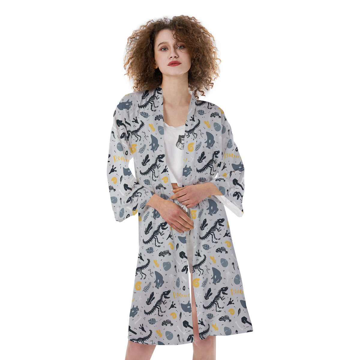 Fossil Dinosaur Print Pattern Kimono-grizzshop