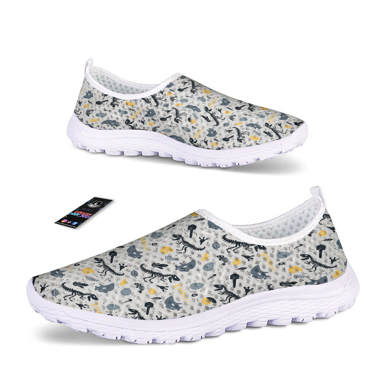 Fossil Dinosaur Print Pattern Nurse Shoes-grizzshop