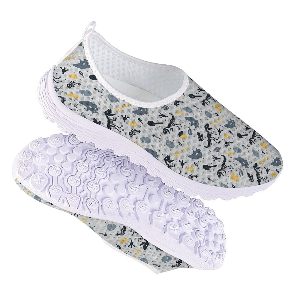 Fossil Dinosaur Print Pattern Nurse Shoes-grizzshop