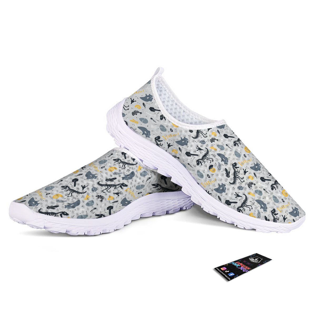 Fossil Dinosaur Print Pattern Nurse Shoes-grizzshop