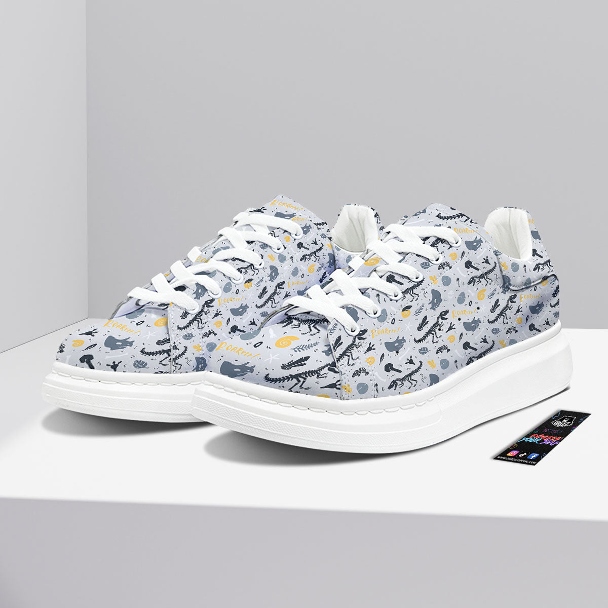 Fossil Dinosaur Print Pattern Platform Shoes-grizzshop