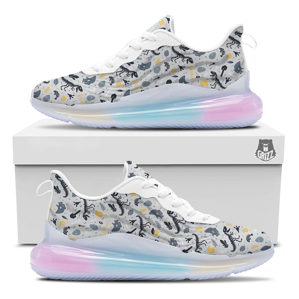 Fossil Dinosaur Print Pattern Running Sneakers-grizzshop