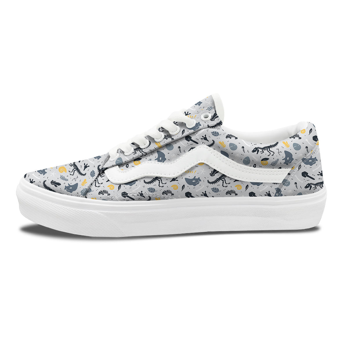 Fossil Dinosaur Print Pattern Skate Shoes-grizzshop