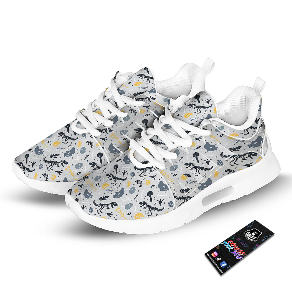 Fossil Dinosaur Print Pattern Tennis Shoes-grizzshop