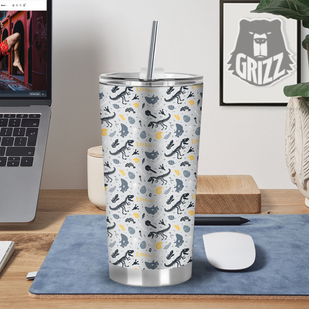 Fossil Dinosaur Print Pattern Tumbler-grizzshop