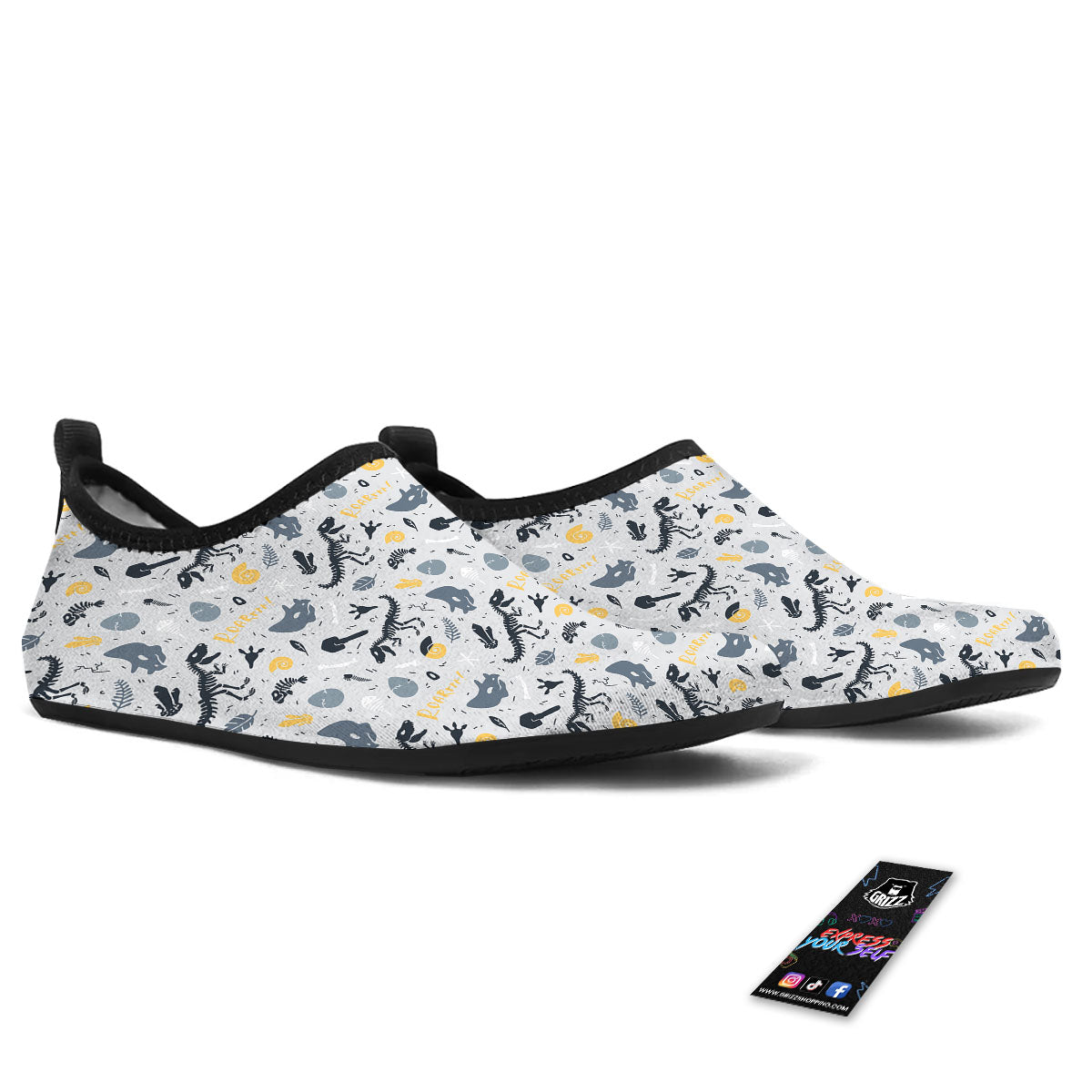 Fossil Dinosaur Print Pattern Water Shoes-grizzshop